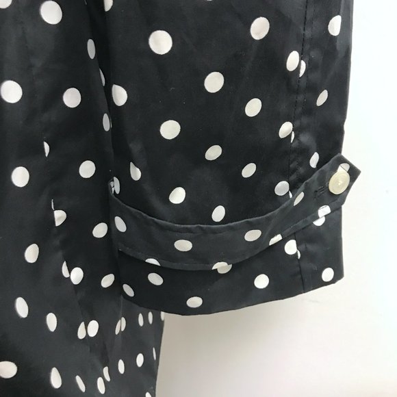Chaps Ralph Lauren black white polka dot trench coat + belt L New - Picture 4 of 7